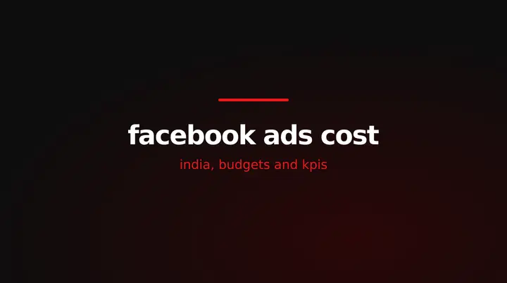 red and white title card reading facebook ads cost in india, budgets and kpis