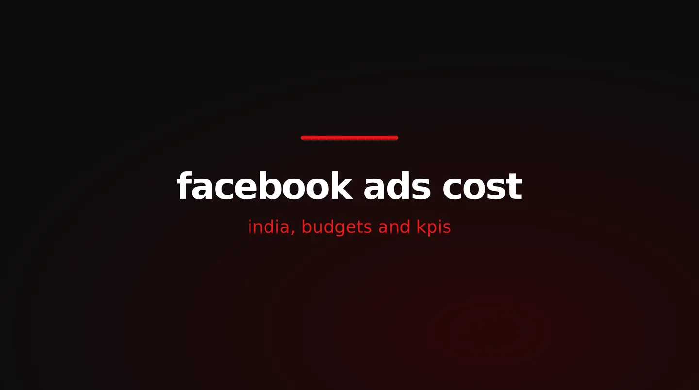 red and white title card reading facebook ads cost in india, budgets and kpis