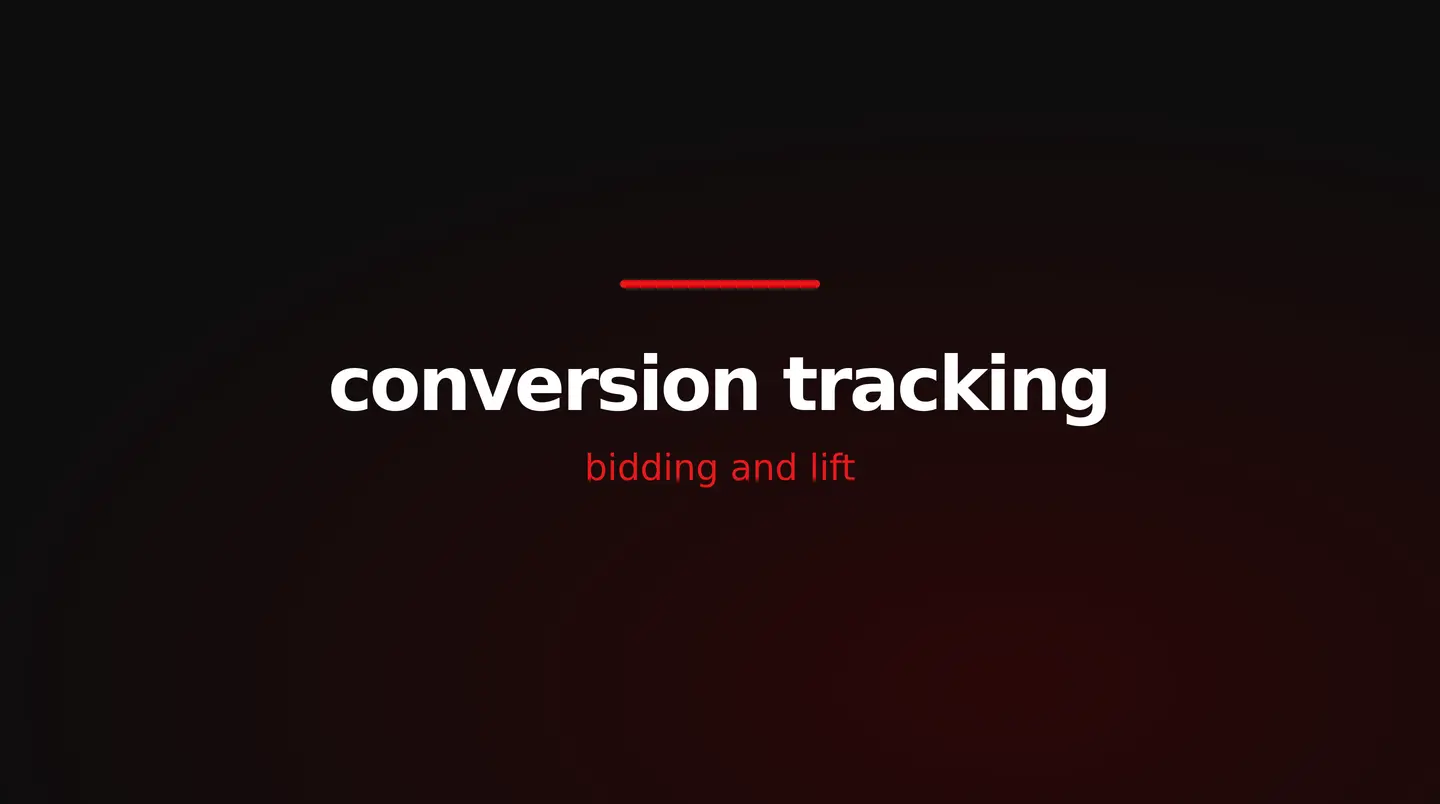 red and white title card reading google ads conversion tracking, bidding and lift